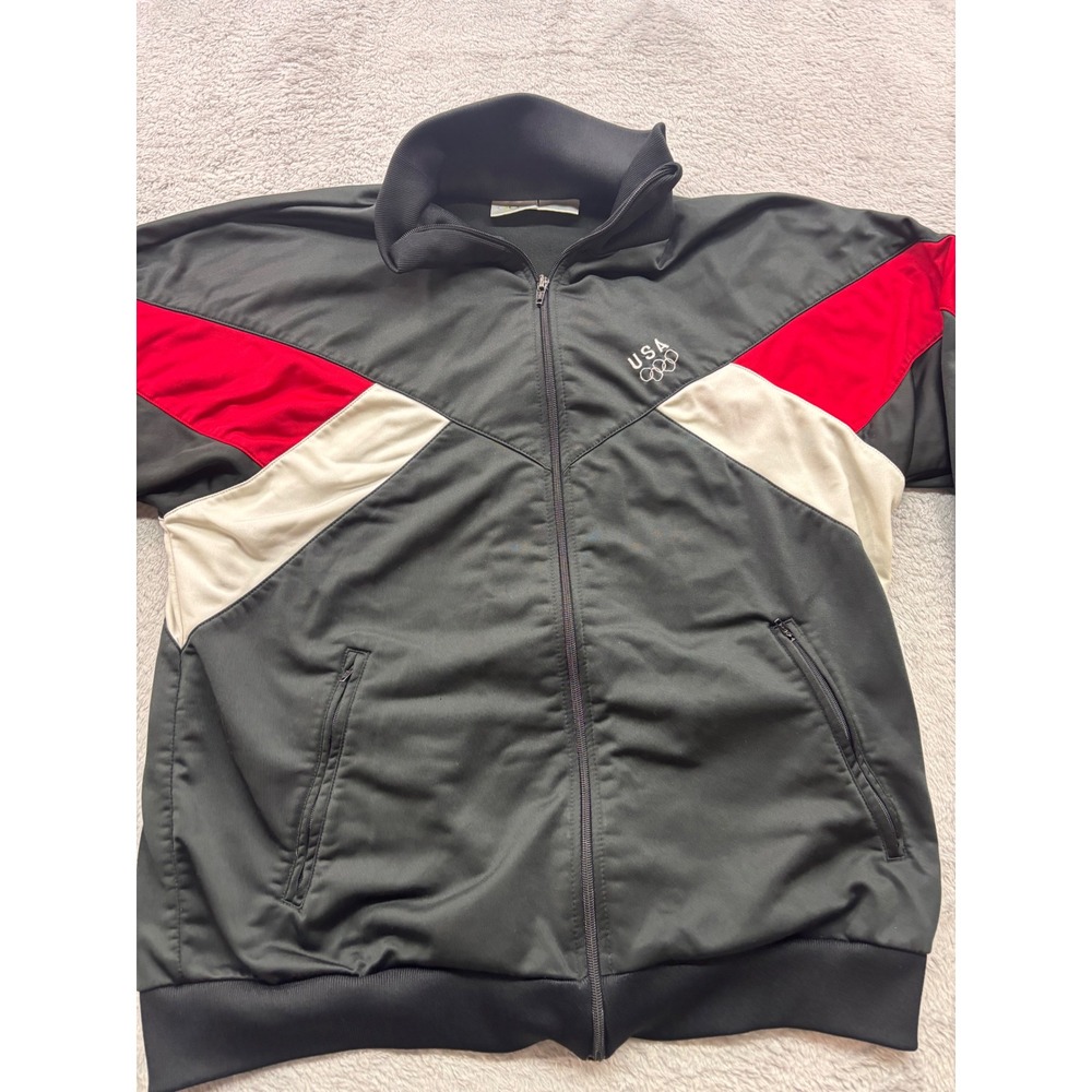 Olympics USA Track‎ Jacket Full Zip Athletic Sportswear Men's M Black Red White